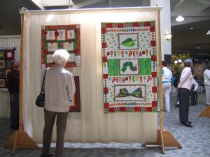 looking at quilts